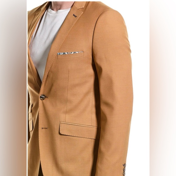 Paisley & Gray NWT Classic Camel Colored Sz 40R Slim Fit Lined Blazer Coat (489) - Picture 2 of 10